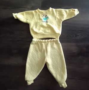 Vintage Yellow Baby Sweater and Pants Set